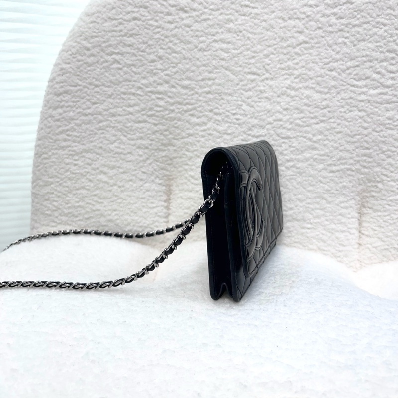 Chanel 香奈兒 康朋大C Cambon WOC 黑銀小牛皮鏈包 A46645-12