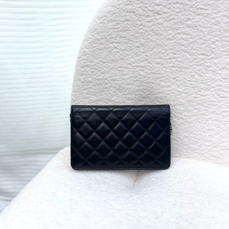 Chanel 香奈兒 康朋大C Cambon WOC 黑銀小牛皮鏈包 A46645-13