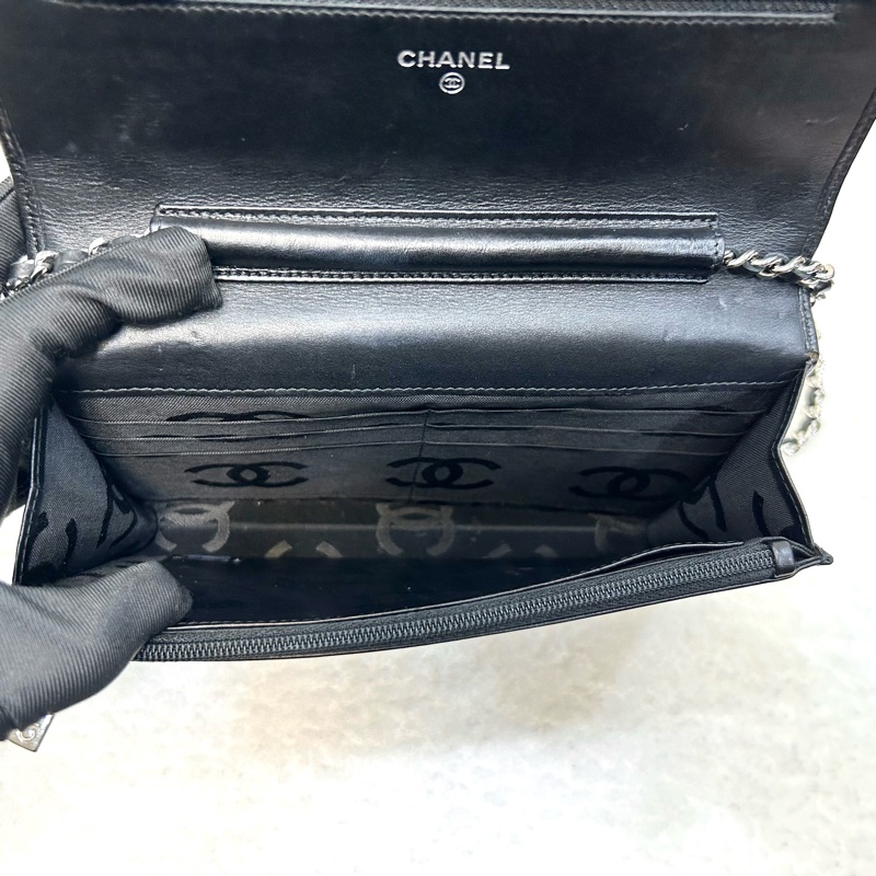 Chanel 香奈兒 康朋大C Cambon WOC 黑銀小牛皮鏈包 A46645-15