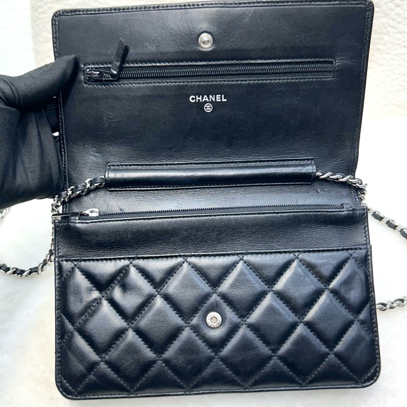 Chanel 香奈兒 康朋大C Cambon WOC 黑銀小牛皮鏈包 A46645-19