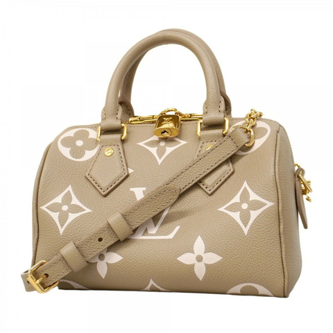 路易威登 Monogram Empreinte 雙色 Speedy Bandouliere 20 手提包 M46575 Tourterelle Creme 2-Way 女用包