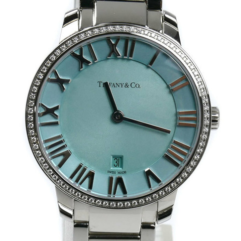TIFFANY & Co.) Atlas 雙指針 31 毫米鑲鑽錶圈腕錶，電池驅動，女士款，63452858