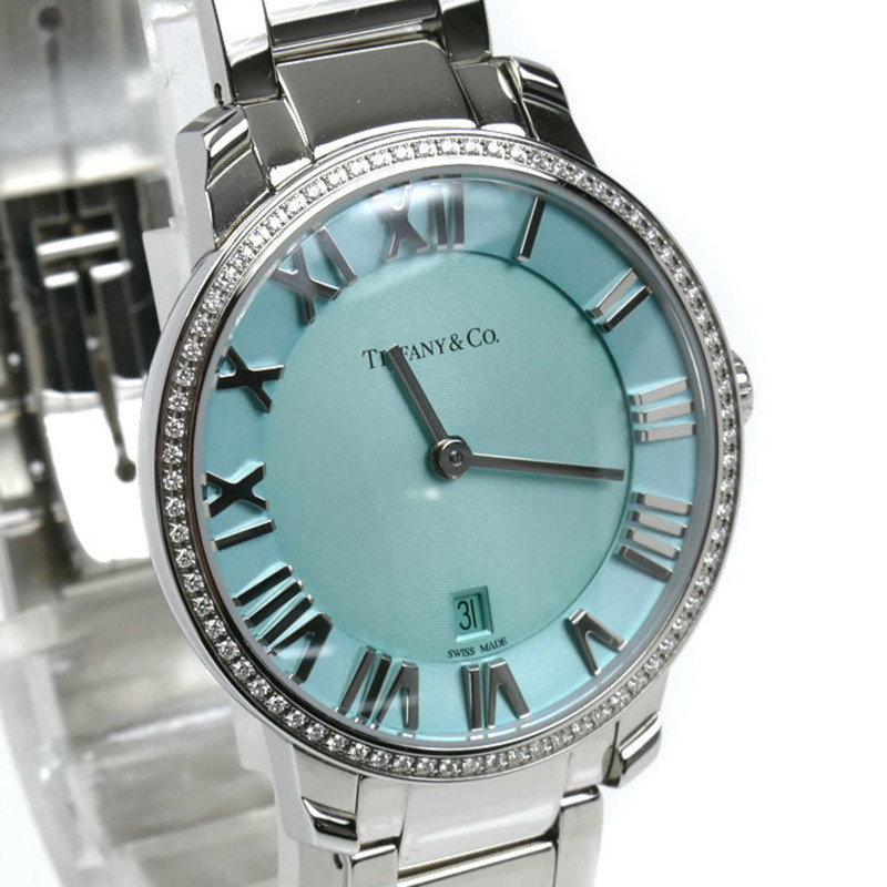 TIFFANY & Co.) Atlas 雙指針 31 毫米鑲鑽錶圈腕錶,電池驅動,女士款,63452858-2