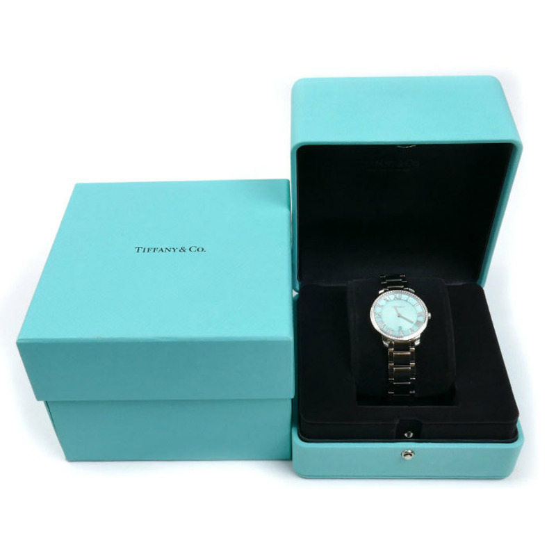 TIFFANY & Co.) Atlas 雙指針 31 毫米鑲鑽錶圈腕錶,電池驅動,女士款,63452858-7
