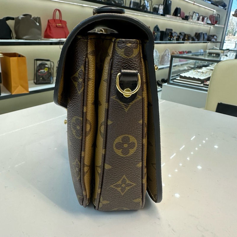 LV路易威登/老花拼色郵差包 芯片款25*7*19cm-3