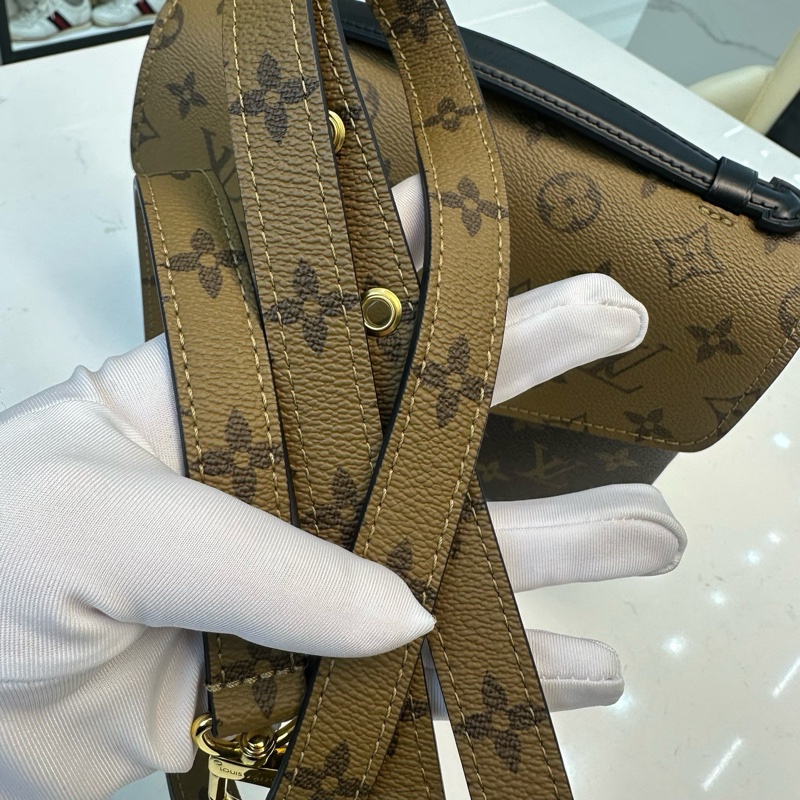 LV路易威登/老花拼色郵差包 芯片款25*7*19cm-8