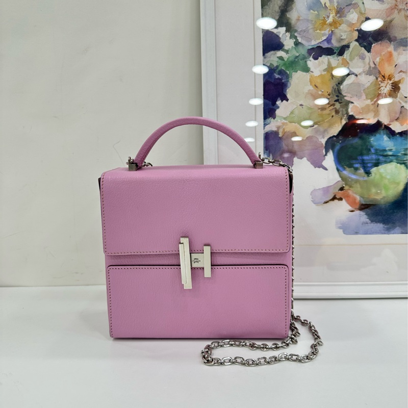 Hermes 愛馬仕 Cinhetic 盒子鏈條包手提包 D刻,X9錦葵紫色,山羊皮材質,有單 尺寸18.3 x 17 x 8.5 cm-1