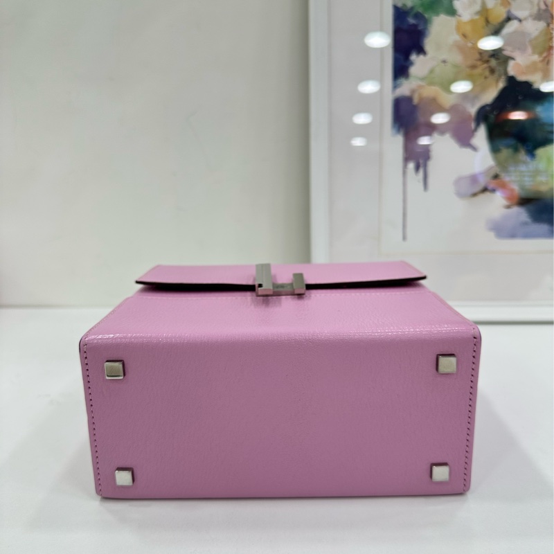 Hermes 愛馬仕 Cinhetic 盒子鏈條包手提包 D刻,X9錦葵紫色,山羊皮材質,有單 尺寸18.3 x 17 x 8.5 cm-5