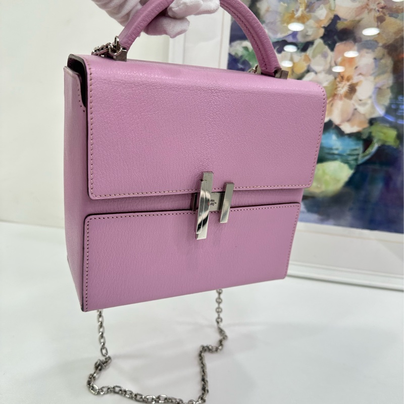Hermes 愛馬仕 Cinhetic 盒子鏈條包手提包 D刻,X9錦葵紫色,山羊皮材質,有單 尺寸18.3 x 17 x 8.5 cm-6