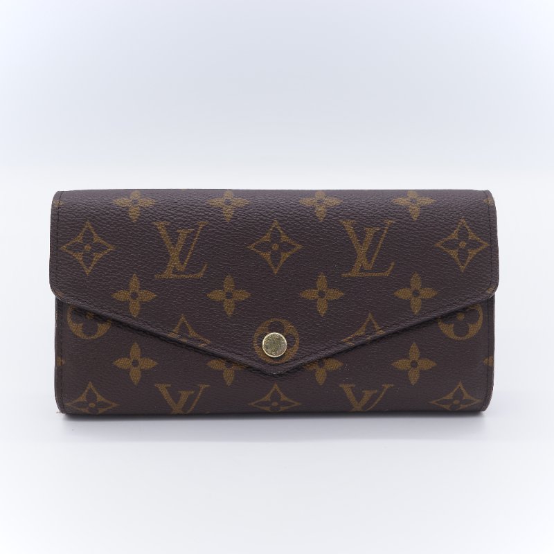 Louis Vuitton 路易威登 Sarah 經典老花 帆布 錢包 口蓋長夾 信封長夾-1