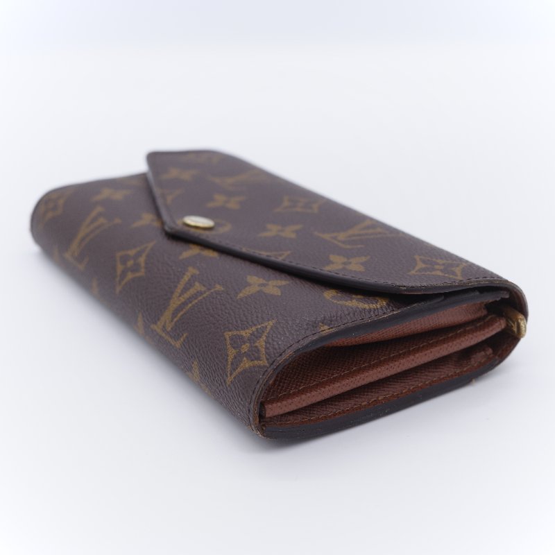 Louis Vuitton 路易威登 Sarah 經典老花 帆布 錢包 口蓋長夾 信封長夾-4