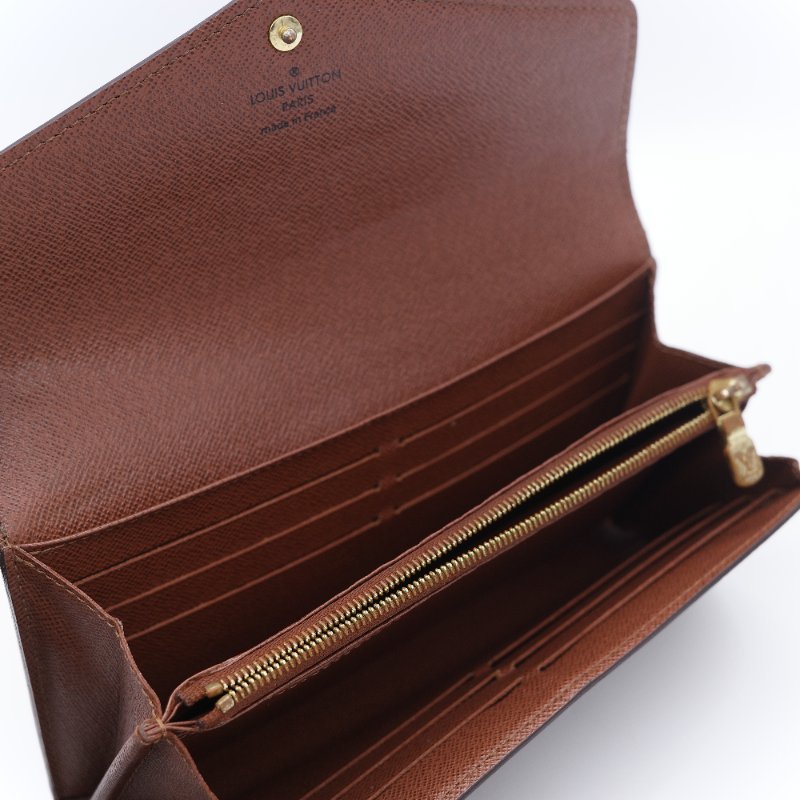 Louis Vuitton 路易威登 Sarah 經典老花 帆布 錢包 口蓋長夾 信封長夾-8