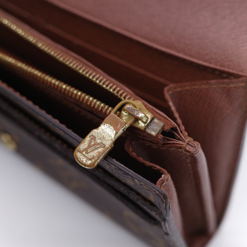 Louis Vuitton 路易威登 Sarah 經典老花 帆布 錢包 口蓋長夾 信封長夾-10