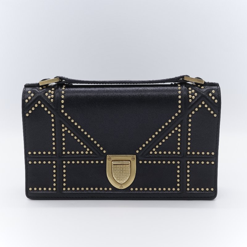 Dior 迪奧 Diorama WOC 銅金鉚釘 牛皮 肩背包 斜背包 鏈條包-1