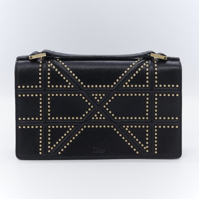 Dior 迪奧 Diorama WOC 銅金鉚釘 牛皮 肩背包 斜背包 鏈條包-2