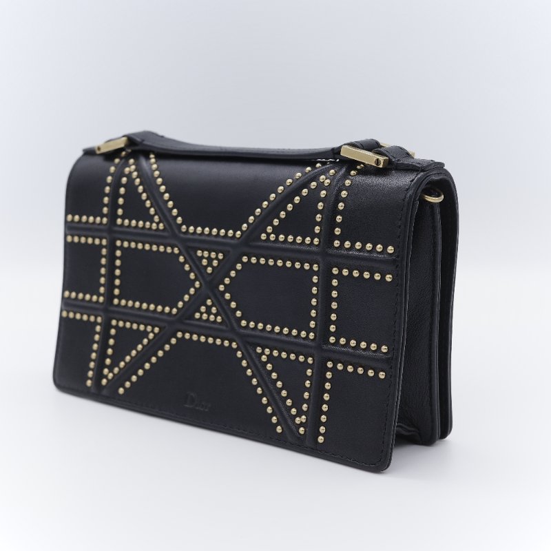 Dior 迪奧 Diorama WOC 銅金鉚釘 牛皮 肩背包 斜背包 鏈條包-3