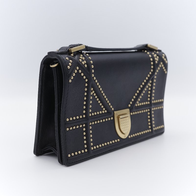 Dior 迪奧 Diorama WOC 銅金鉚釘 牛皮 肩背包 斜背包 鏈條包-5