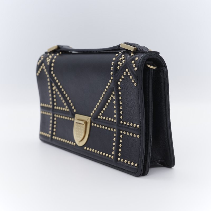 Dior 迪奧 Diorama WOC 銅金鉚釘 牛皮 肩背包 斜背包 鏈條包-6