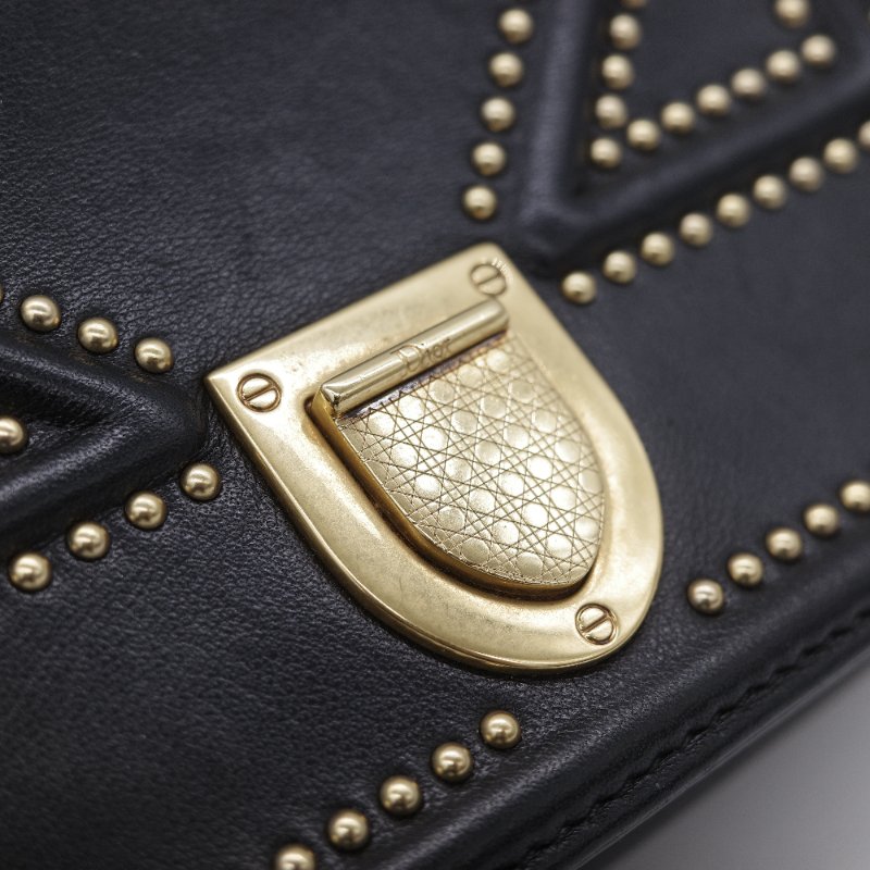 Dior 迪奧 Diorama WOC 銅金鉚釘 牛皮 肩背包 斜背包 鏈條包-20