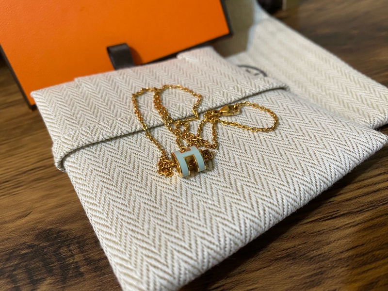 Hermes mini pop H字母項鍊 寶寶藍色-3