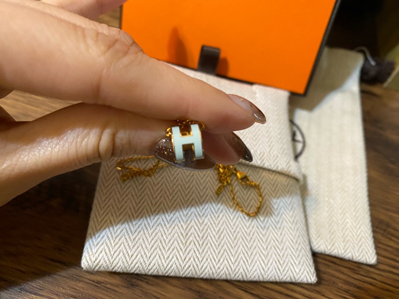 Hermes mini pop H字母項鍊 寶寶藍色-4