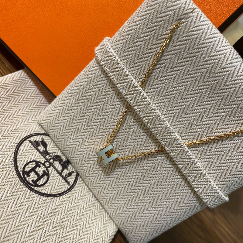 Hermes mini pop H字母項鍊 寶寶藍色-5