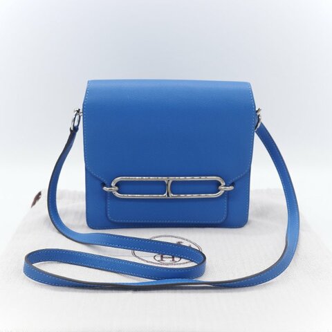 （錯過拍大腿♥️好狀況CP 推薦）Hermès 愛馬仕 Mini Roulis18 豬鼻子 琉璃藍  Evercolor 牛皮 X 刻 斜掛包 肩背包
