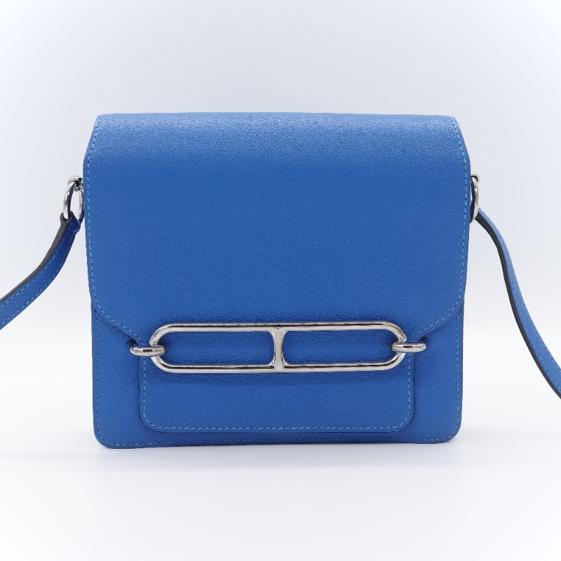 （錯過拍大腿♥️好狀況CP 推薦）Hermès 愛馬仕 Mini Roulis18 豬鼻子 琉璃藍  Evercolor 牛皮 X 刻 斜掛包 肩背包-1