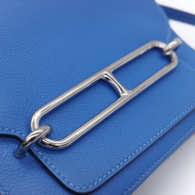 （錯過拍大腿♥️好狀況CP 推薦）Hermès 愛馬仕 Mini Roulis18 豬鼻子 琉璃藍  Evercolor 牛皮 X 刻 斜掛包 肩背包-9