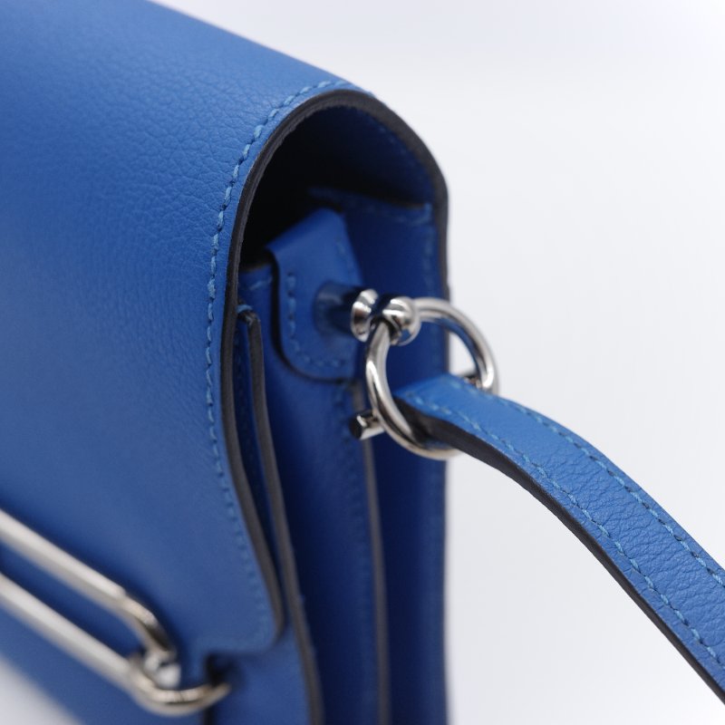 （錯過拍大腿♥️好狀況CP 推薦）Hermès 愛馬仕 Mini Roulis18 豬鼻子 琉璃藍  Evercolor 牛皮 X 刻 斜掛包 肩背包-15