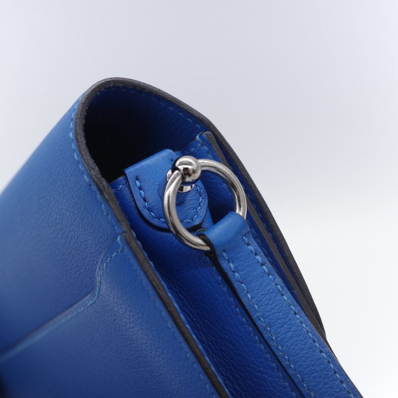 （錯過拍大腿♥️好狀況CP 推薦）Hermès 愛馬仕 Mini Roulis18 豬鼻子 琉璃藍  Evercolor 牛皮 X 刻 斜掛包 肩背包-16