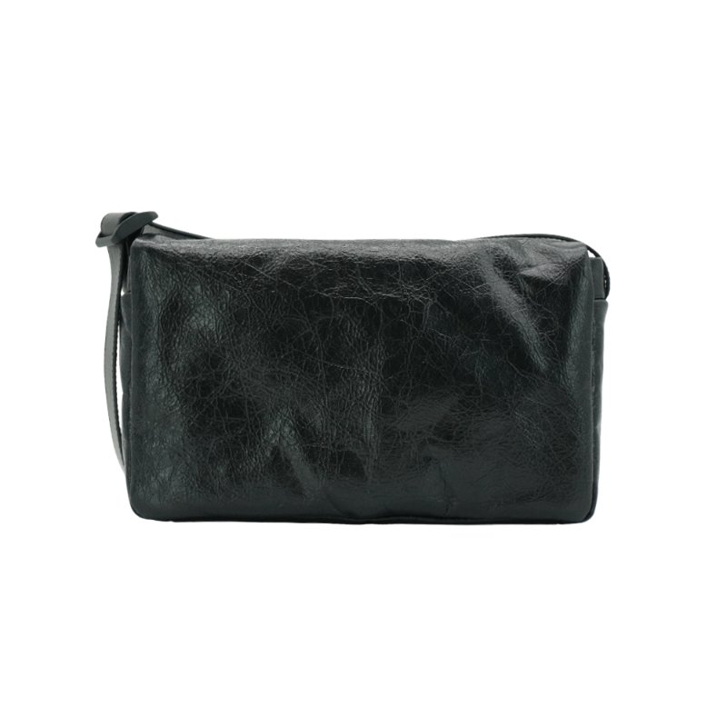 Balenciaga Monaco 銀logo小牛皮斜背郵差包(806630-黑)-2