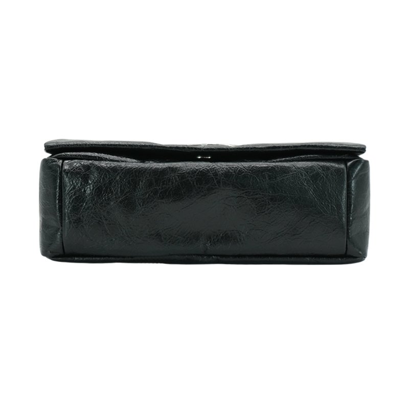 Balenciaga Monaco 銀logo小牛皮斜背郵差包(806630-黑)-3