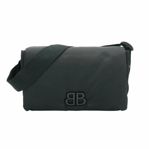 Balenciaga Monaco 黑logo尼龍斜背郵差包(806630-黑)