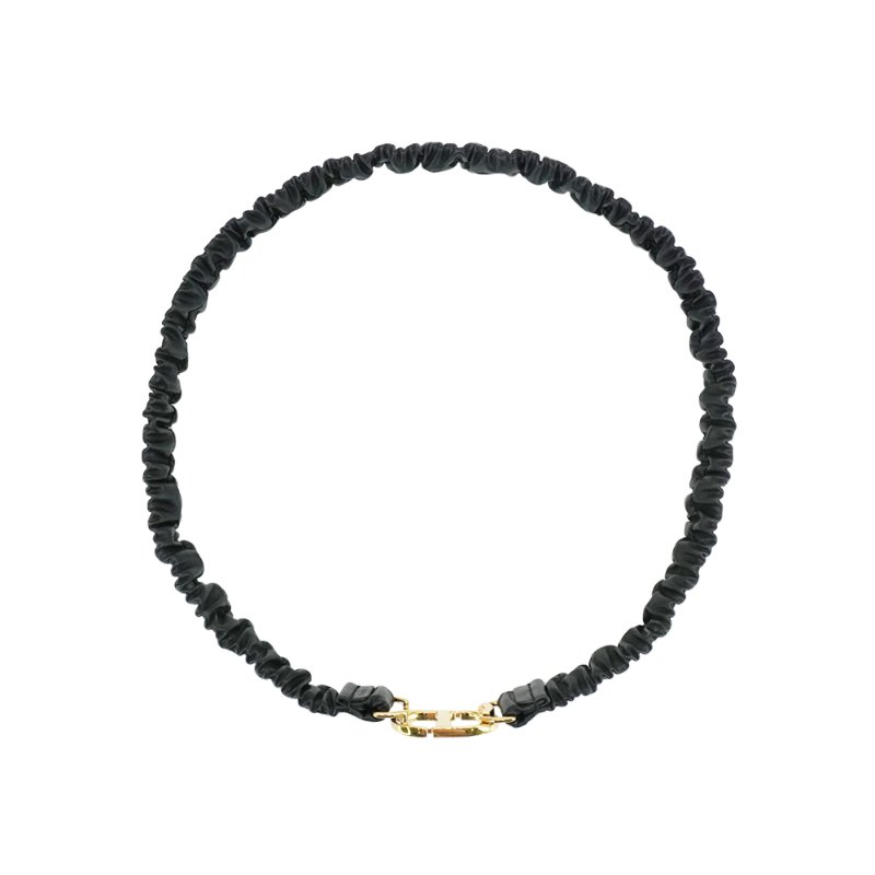 DIOR 30 Montaigne 小牛皮彈性皺褶腰帶(黑)-3