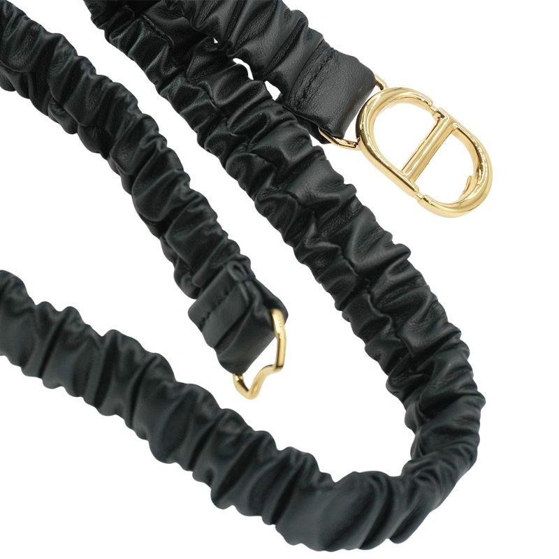 DIOR 30 Montaigne 小牛皮彈性皺褶腰帶(黑)-4