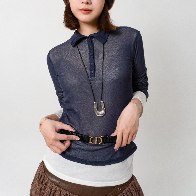 DIOR 30 Montaigne 小牛皮彈性皺褶腰帶(黑)-1