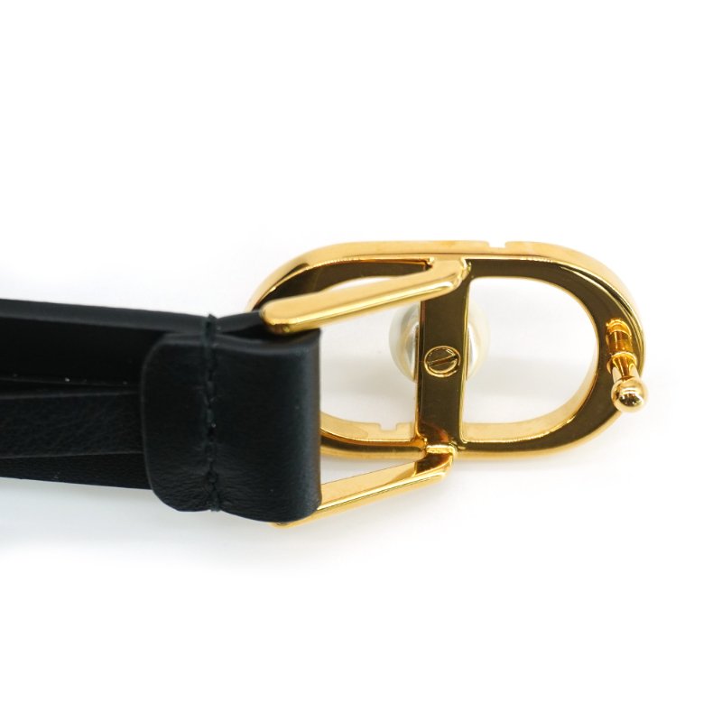 DIOR 30 Montaigne Jolie 小牛皮珍珠水鑽logo腰帶(黑)-4