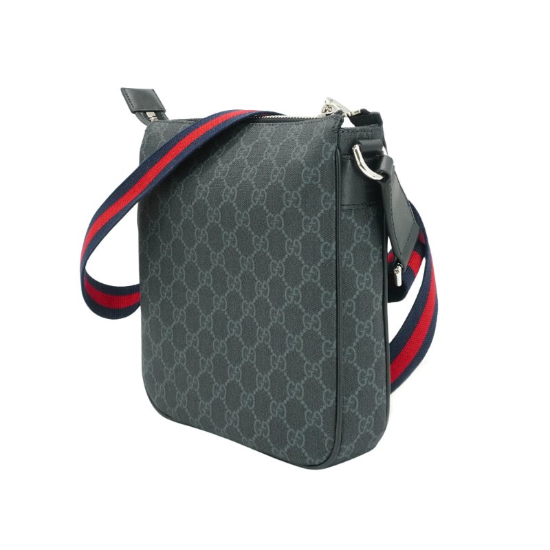 Gucci GG Supreme 帆布小號拉鍊斜背包(792082-黑灰)-2