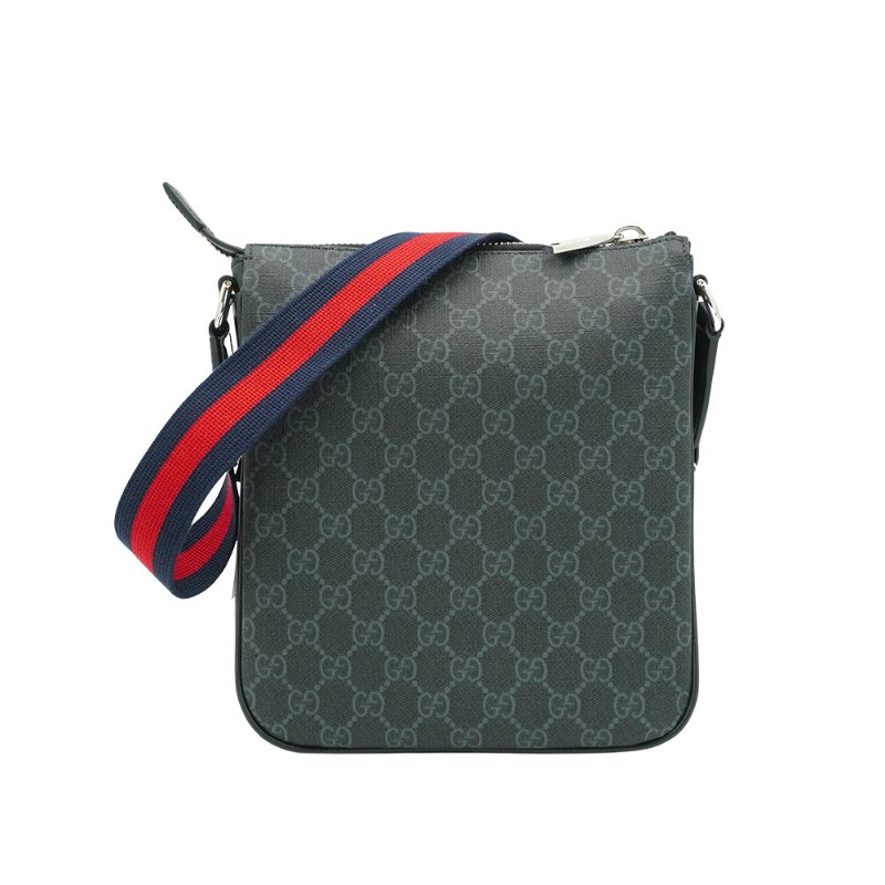 Gucci GG Supreme 帆布小號拉鍊斜背包(792082-黑灰)-3
