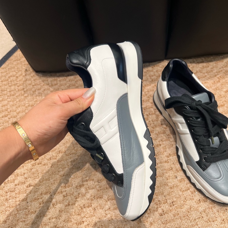 Hermes 愛馬仕 Trail牛皮男女同款休閒運動鞋 39碼  白灰拼色  男女同款-4