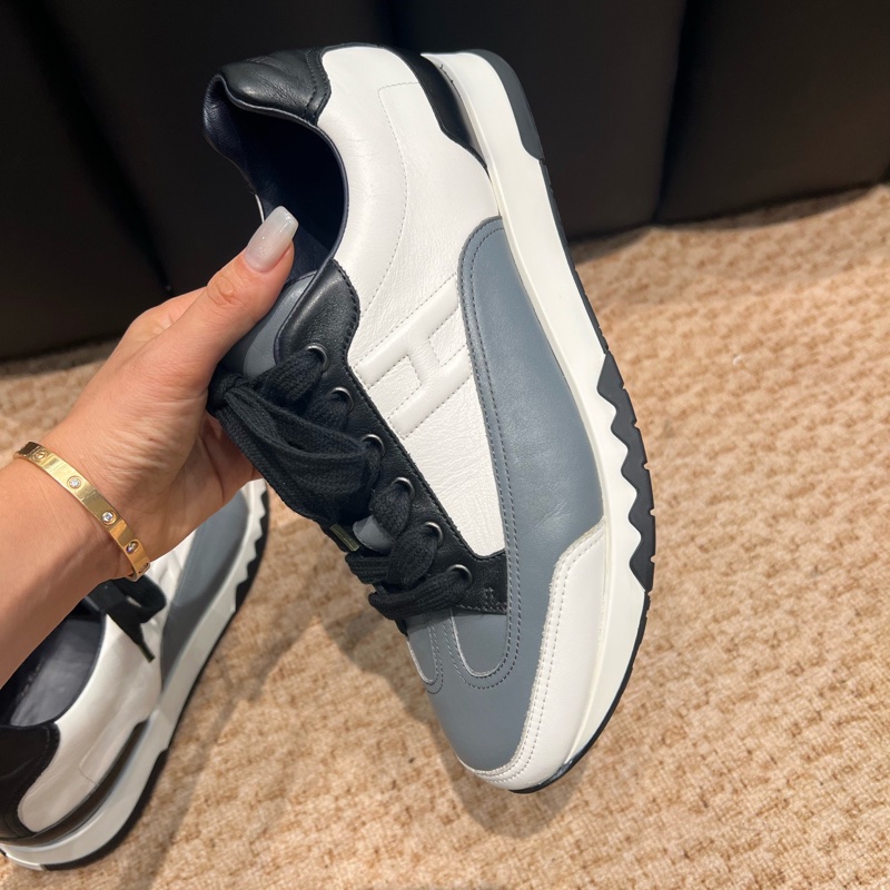 Hermes 愛馬仕 Trail牛皮男女同款休閒運動鞋 39碼  白灰拼色  男女同款-5