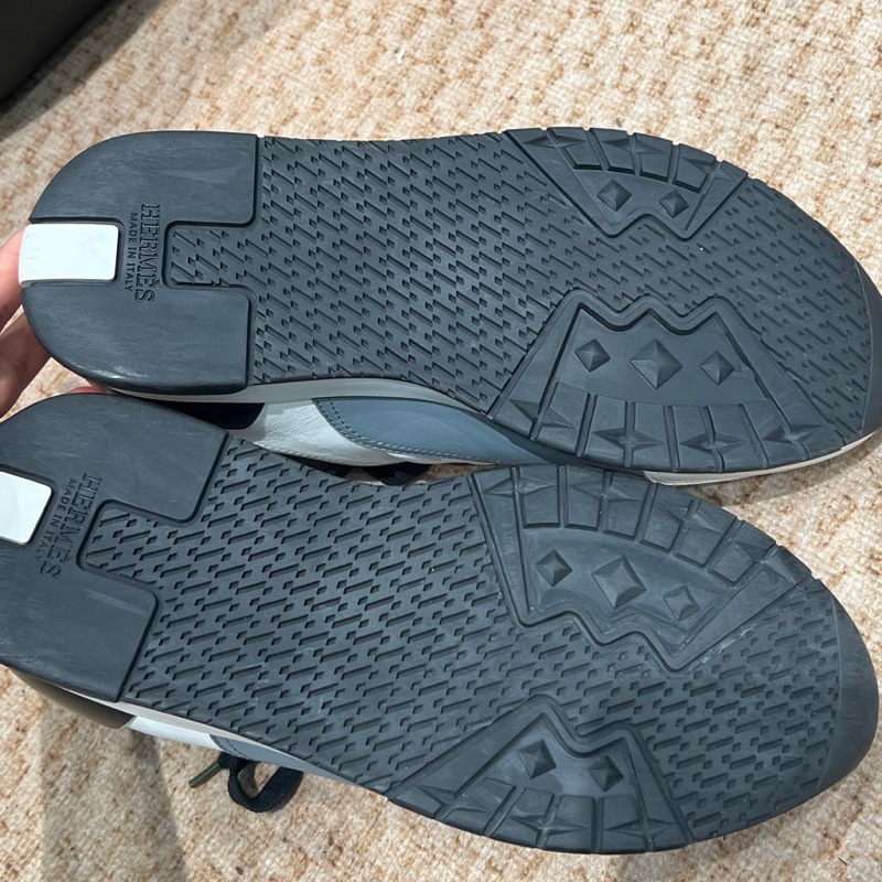 Hermes 愛馬仕 Trail牛皮男女同款休閒運動鞋 39碼  白灰拼色  男女同款-9