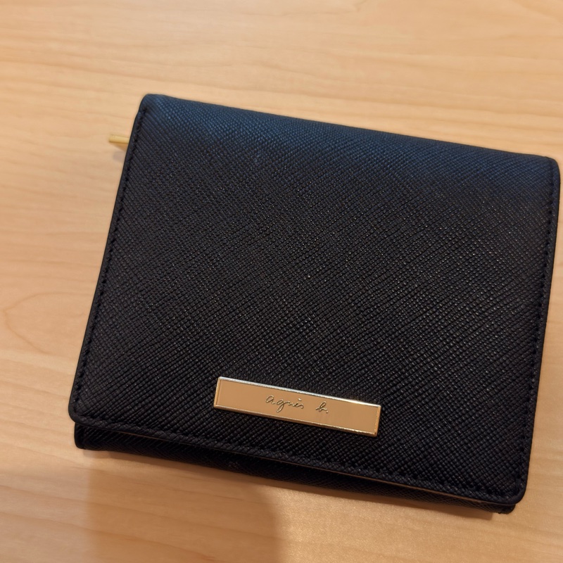 agnes b 防刮皮革短夾-4