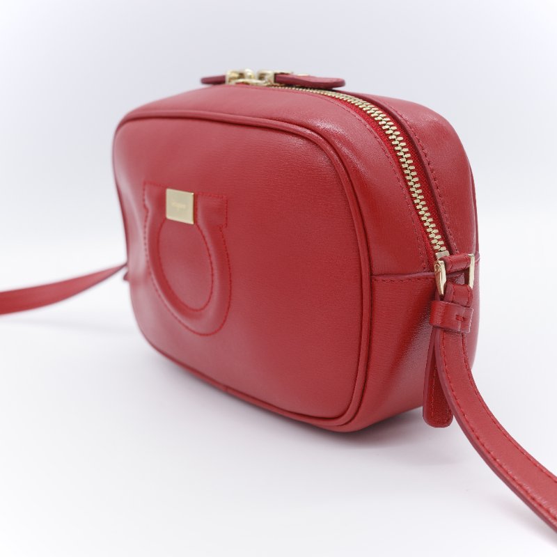 Salvatore Ferragamo 菲拉格慕 Gancini 烈焰紅 小牛皮 相機包 斜背包-2