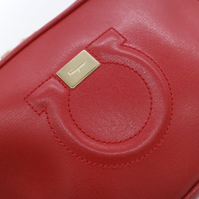 Salvatore Ferragamo 菲拉格慕 Gancini 烈焰紅 小牛皮 相機包 斜背包-15