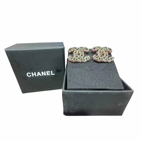 【美收精品】CHANEL雙C針式耳環 5-93