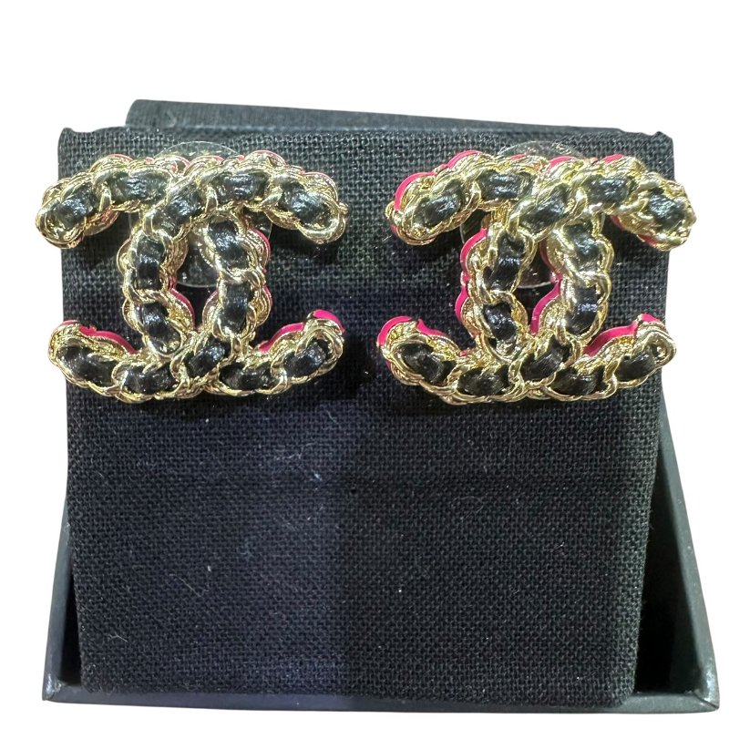 【美收精品】CHANEL雙C針式耳環 5-93-1