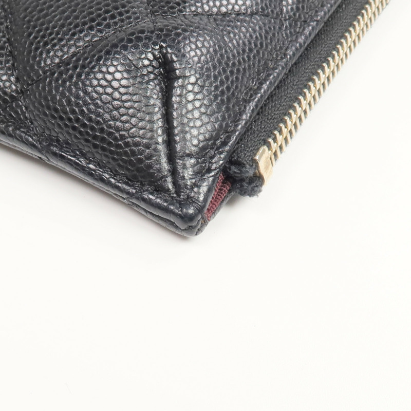 CHANEL 牛皮皮革Long Zip Wallet金扣長錢包-6