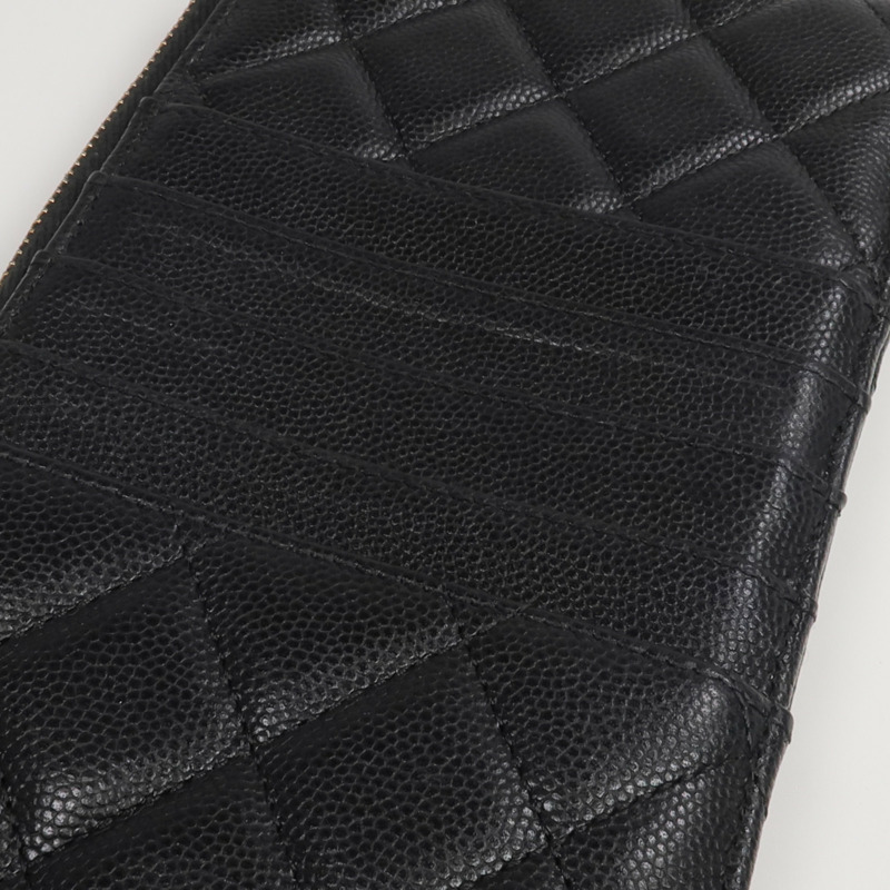 CHANEL 牛皮皮革Long Zip Wallet金扣長錢包-14